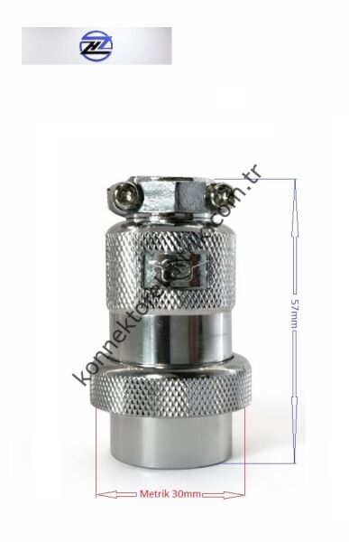 HZ CONNECTORS GX30 30MF-3A 3 Pin Metal Kasa Kablo Tipi Erkek Mike (Mayk) Konnektör