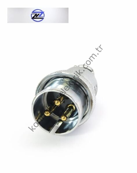 HZ CONNECTORS GX30 30MF-3A 3 Pin Metal Kasa Kablo Tipi Erkek Mike (Mayk) Konnektör