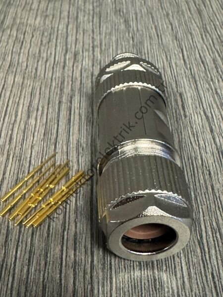 MOCO M12 X Kod 8 Pin Sıkmalı (Crimp Contact) Metal Kasa Kablo Tipi Erkek Endüstriyel Konnektör