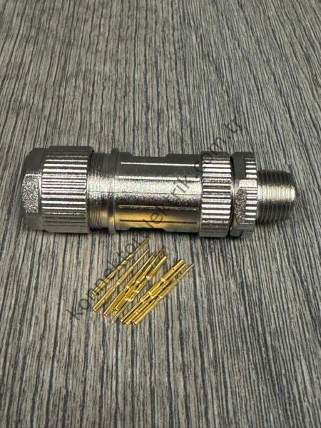 MOCO M12 X Kod 8 Pin Sıkmalı (Crimp Contact) Metal Kasa Kablo Tipi Erkek Endüstriyel Konnektör