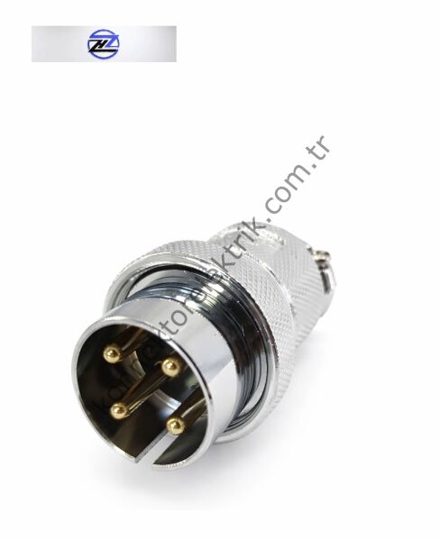 HZ CONNECTORS GX30 30MF-4A 4 Pin Metal Kasa Kablo Tipi Erkek Mike (Mayk) Konnektör