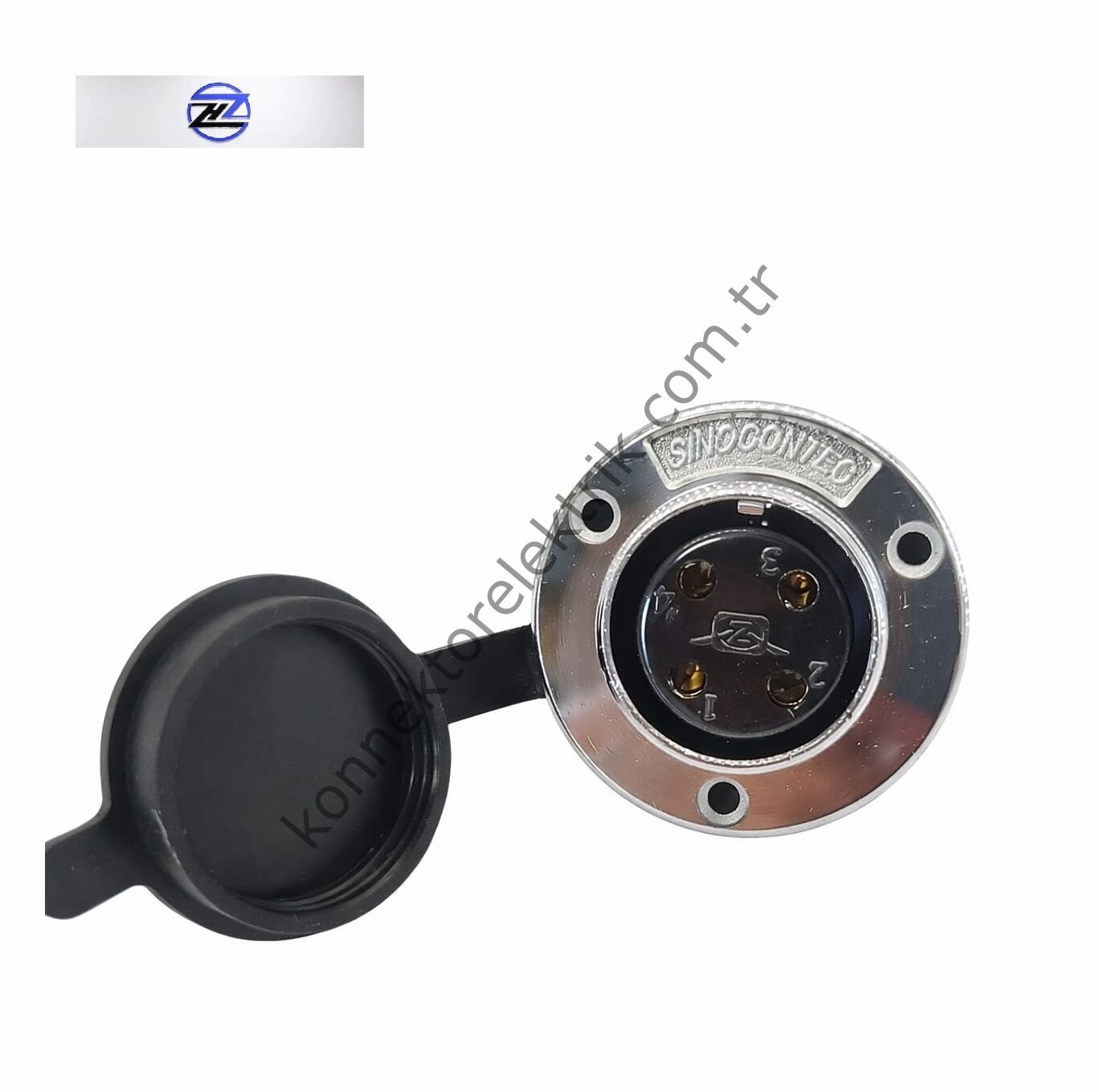 HZ CONNECTORS GX30 30MF-4E Yuvarlak Flanş 4 Pin Metal Kasa Panel Tipi Dişi Mike (Mayk) Konnektör