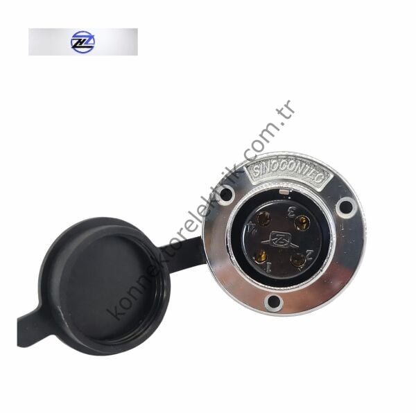 HZ CONNECTORS GX30 30MF-4E Yuvarlak Flanş 4 Pin Metal Kasa Panel Tipi Dişi Mike (Mayk) Konnektör