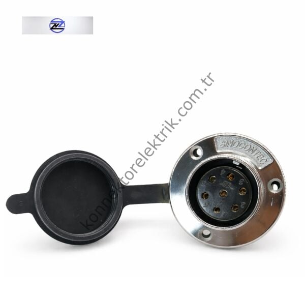 HZ CONNECTORS GX30 30MF-7E Yuvarlak Flanş 7 Pin Metal Kasa Panel Tipi Dişi Mike (Mayk) Konnektör