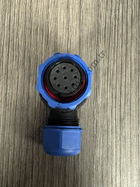 WEIPU SP2116/S9 9 Pin IP68 Plastik Kasa 90° Açılı Kablo Tipi Dişi Su Geçirmez Konnektör