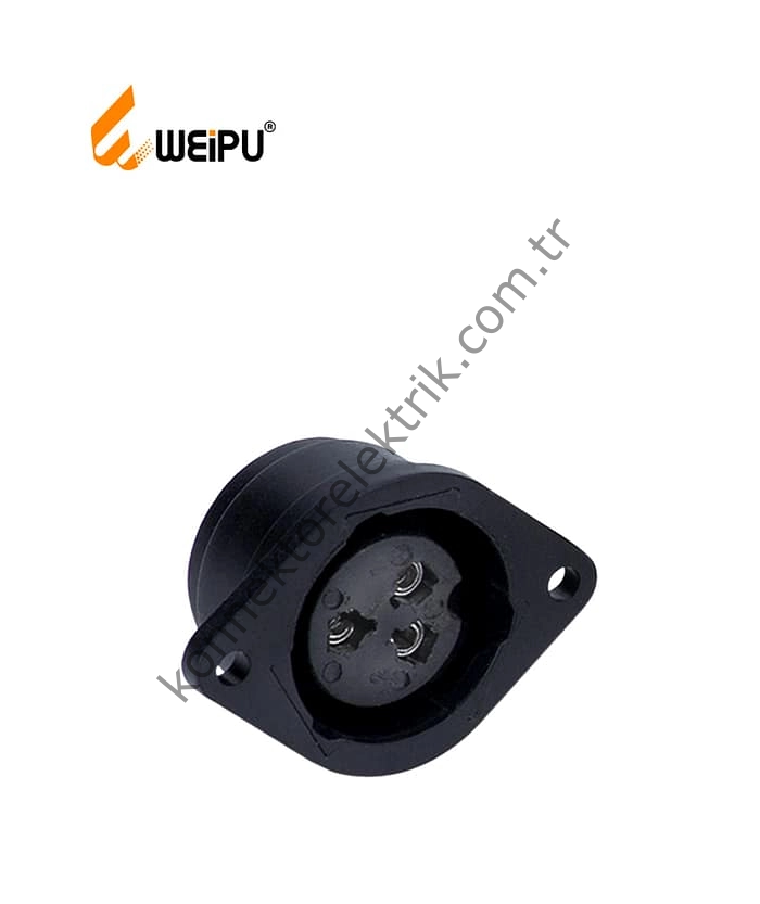 WEIPU WT29K3Z 3 Pin IP67 Plastik Kasa Panel Tipi Dişi Su Geçirmez Konnektör