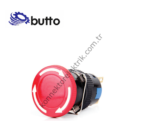 BUTTO K16-811  Plastik Gövde 16mm Emergency Acil Stop - Mantar Buton 6-220V AC-DC