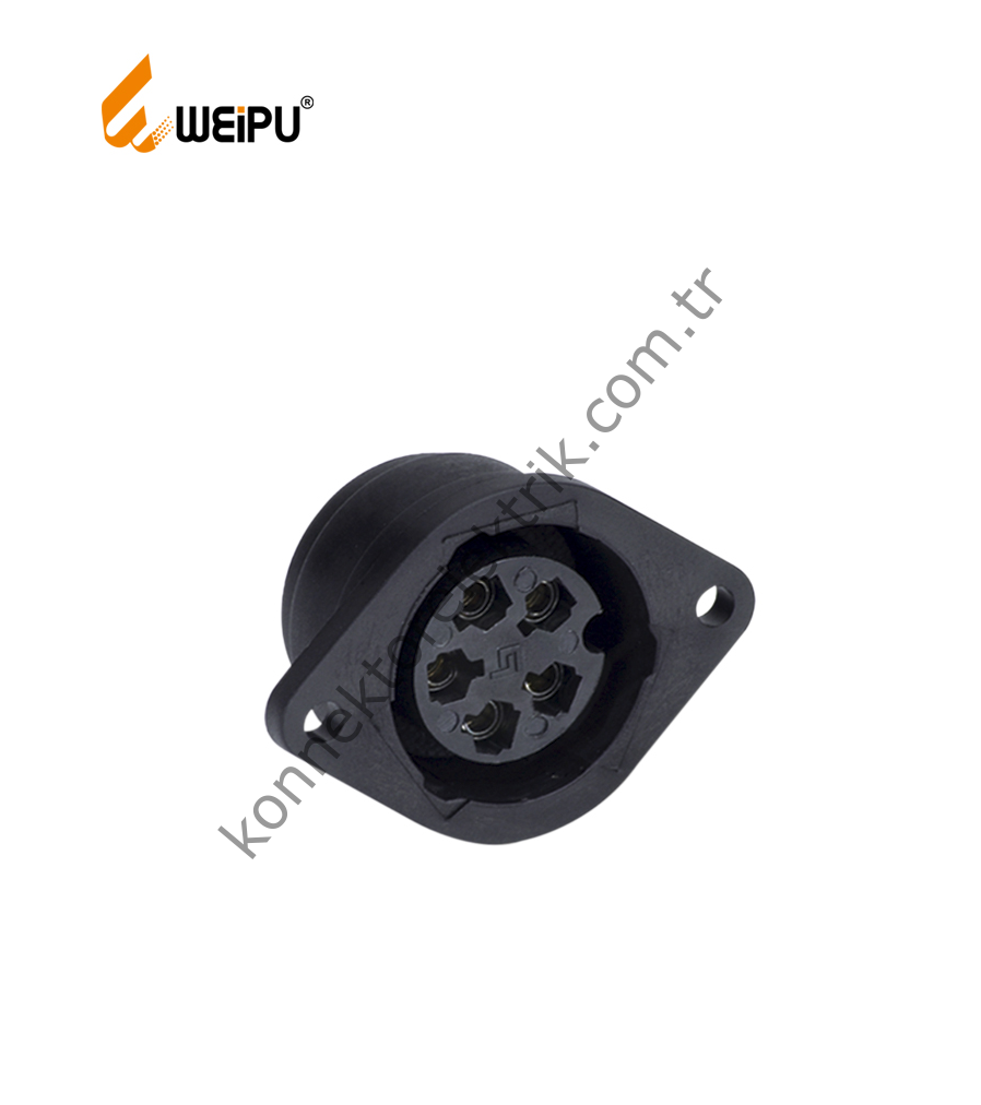 WEIPU WT29K5Z 5 Pin IP67 Plastik Kasa Panel Tipi Dişi Su Geçirmez Konnektör