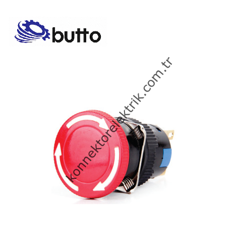 BUTTO K16-812  Plastik Gövde 16mm Emergency Acil Stop - Mantar Buton 6-220V AC-DC