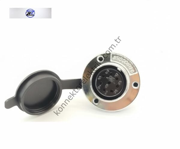 HZ CONNECTORS GX30 30MF-8E Yuvarlak Flanş 8 Pin Metal Kasa Panel Tipi Dişi Mike (Mayk) Konnektör