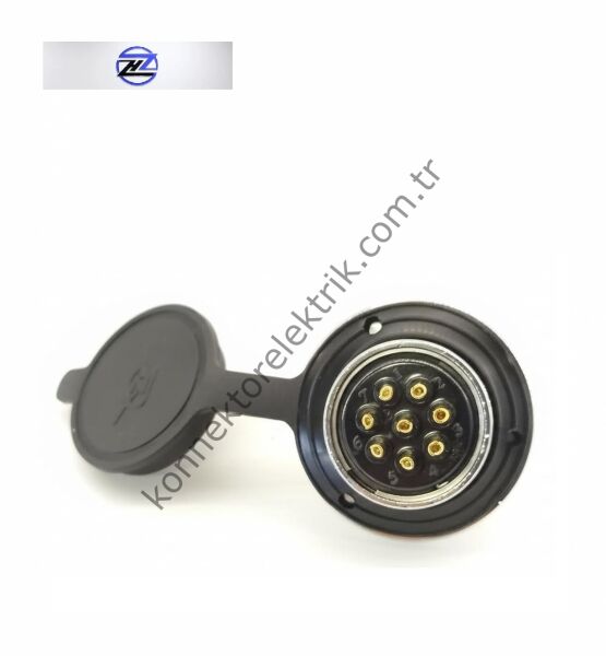 HZ CONNECTORS GX30 30MF-8E Yuvarlak Flanş 8 Pin Metal Kasa Panel Tipi Dişi Mike (Mayk) Konnektör
