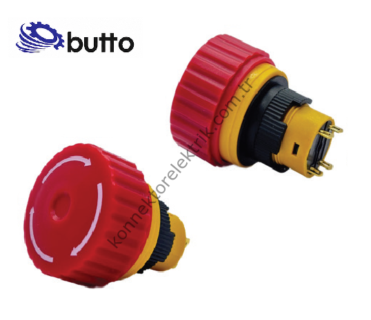 BUTTO S16-812 Yuvarlak Plastik Gövde 16mm Acil Stop Butonu 6-220V AC-DC