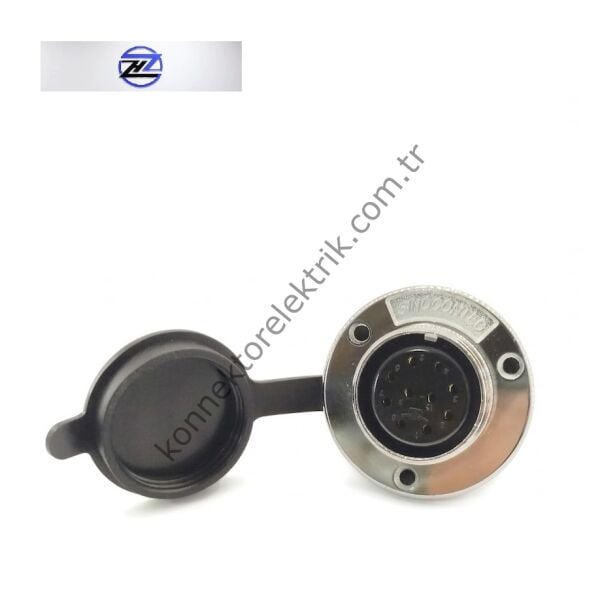 HZ CONNECTORS GX30 30MF-10E Yuvarlak Flanş 10 Pin Metal Kasa Panel Tipi Dişi Mike (Mayk) Konnektör
