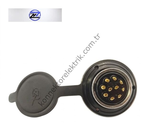 HZ CONNECTORS GX30 30MF-10E Yuvarlak Flanş 10 Pin Metal Kasa Panel Tipi Dişi Mike (Mayk) Konnektör