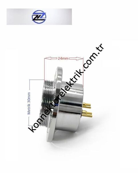 HZ CONNECTORS GX30 30MF-10E Yuvarlak Flanş 10 Pin Metal Kasa Panel Tipi Dişi Mike (Mayk) Konnektör