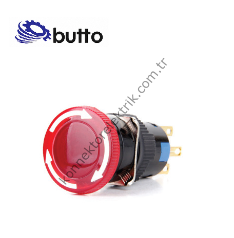 BUTTO K16-872 16mm Yuvarlak Plastik Gövde Acil Stop Butonu 6-24VDC Led Işıklı