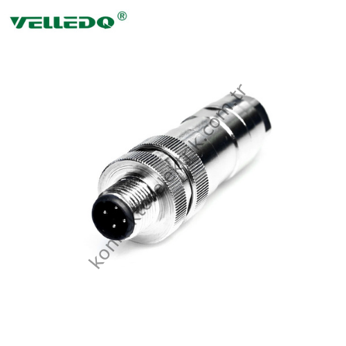 VELLEDQ M12 4 Pin Erkek Düz Metal Kasa Konnektör