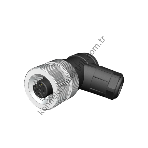 VELLEDQ M12 B Kod 4 Pin Dişi 90° Açılı Konnektör
