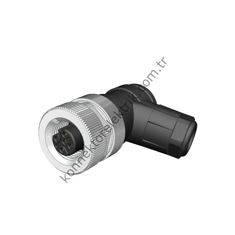 VELLEDQ M12 B Kod 5 Pin Dişi 90° Açılı Konnektör