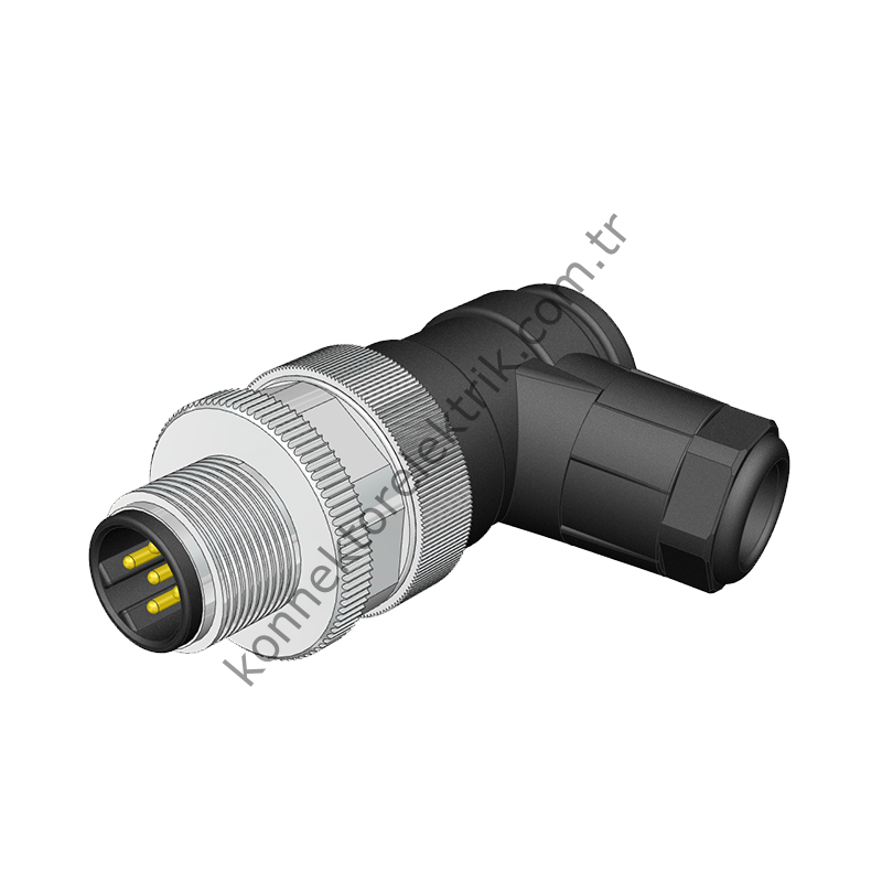 VELLEDQ M12 B Kod 5 Pin Erkek 90° Açılı Konnektör