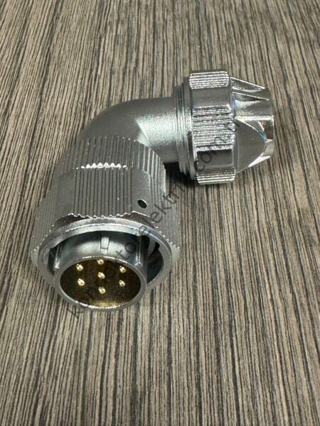 WEIPU WY20J7TU 7 Pin IP67 Metal Kasa 90° Açılı Kablo Tipi Erkek Su Geçirmez Konnektör