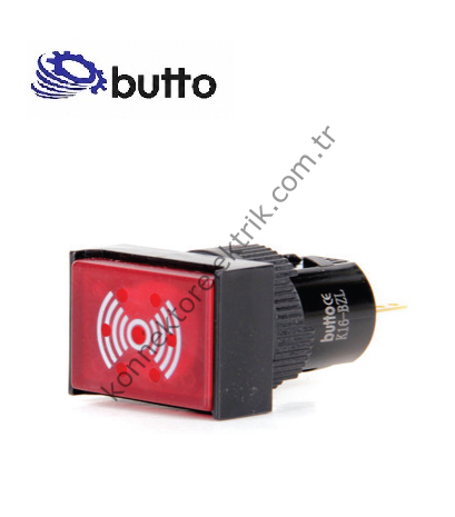 BUTTO K16-BZL  Dikdörtgen Plastik Gövde 16mm Buzzer Led Işıklı 12-24V DC