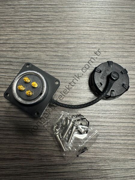 WEIPU WF24J4Z1 4 Pin IP67 Metal Kasa Panel Tipi Erkek Su Geçirmez Konnektör
