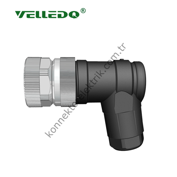 VELLEDQ M8 4 Pin Dişi 90° Açılı Konnektör