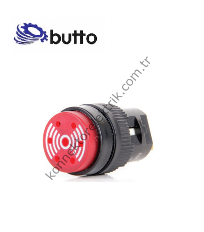 BUTTO K16-CZL  Yuvarlak Plastik Gövde 16mm Buzzer Led Işıklı 12-24V DC