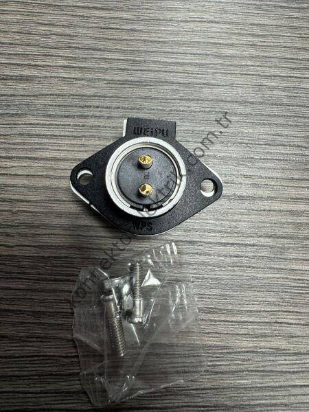 WEIPU WP20J2Z1 2 Pin IP67 Metal Kasa Panel Tipi Erkek Su Geçirmez Konnektör