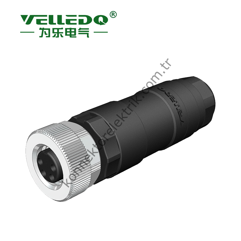 VELLEDQ M8 4 Pin Dişi Konnektör