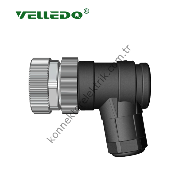 VELLEDQ M12 4 Pin Dişi 90° Açılı Konnektör