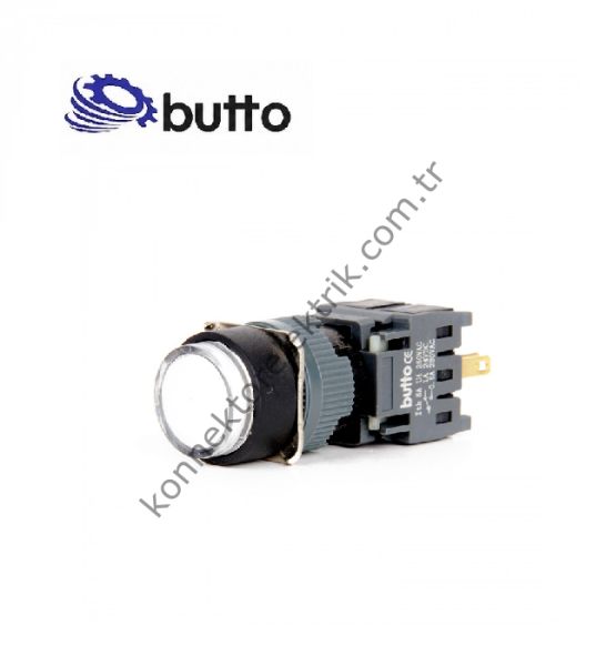 BUTTO F16-371-WD  Yuvarlak Plastik Gövde 16mm Kalıcı Buton Beyaz 12-24V DC