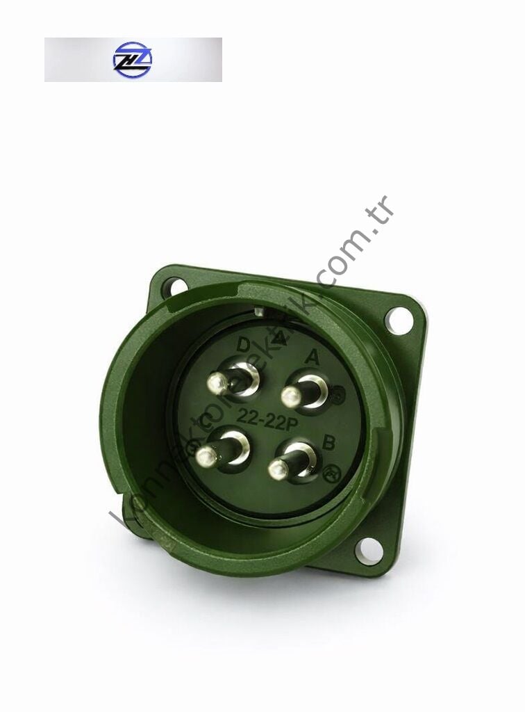 HZ CONNECTORS KDB02E 22-22P 4 Pin Metal Kasa Bayonet Panel Tipi Erkek Askeri Konnektör