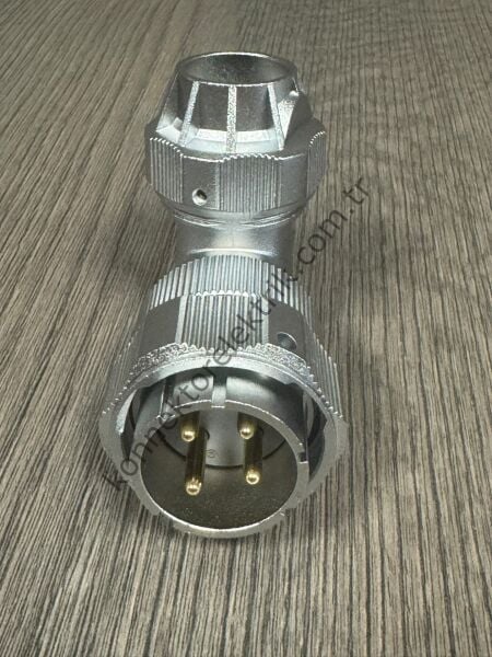 WEIPU WY32J4TU 4 Pin IP67 Metal Kasa 90° Açılı Kablo Tipi Erkek Su Geçirmez Konnektör