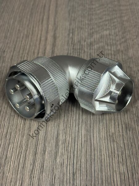WEIPU WY48J5TU 5 Pin IP67 Metal Kasa 90° Açılı Kablo Tipi Erkek Su Geçirmez Konnektör