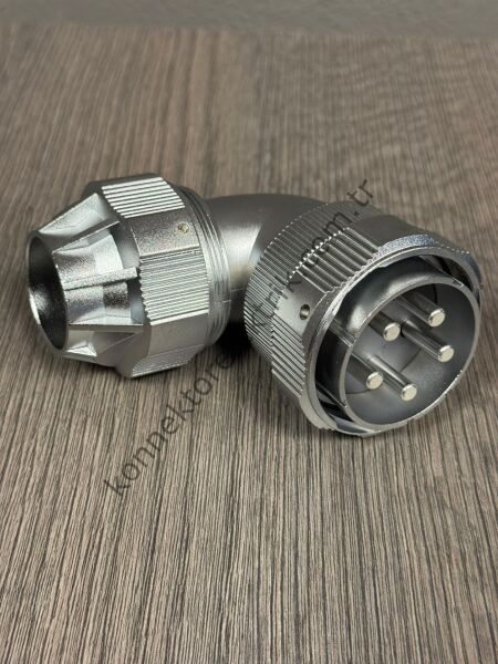WEIPU WY48J5TU 5 Pin IP67 Metal Kasa 90° Açılı Kablo Tipi Erkek Su Geçirmez Konnektör