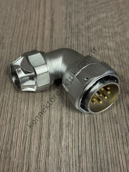 WEIPU WY40J9TU 9 Pin IP67 Metal Kasa 90° Açılı Kablo Tipi Erkek Su Geçirmez Konnektör