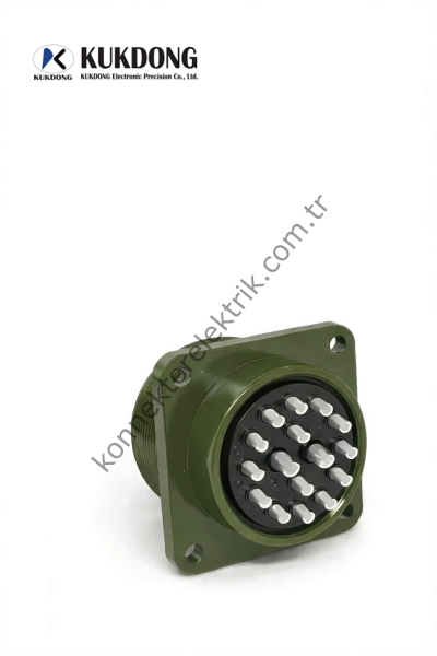 KUKDONG MS3102E 24-7P 16 Pin (14+2) Metal Kasa Panel Tipi Erkek Askeri Konnektör