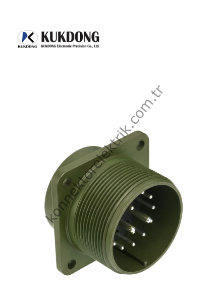 KUKDONG MS3102E 24-7P 16 Pin (14+2) Metal Kasa Panel Tipi Erkek Askeri Konnektör