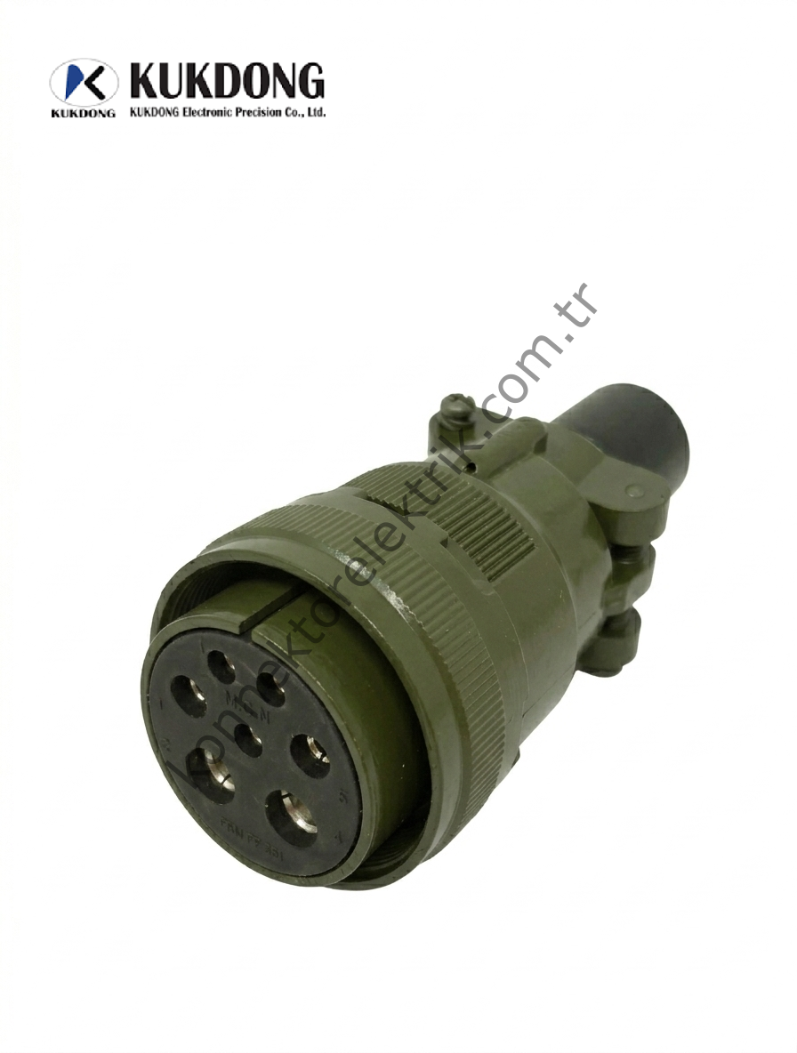 KUKDONG MS3106F 28-10S 7 Pin (3+2+2) Metal Kasa Kablo Tipi Dişi Askeri Konnektör