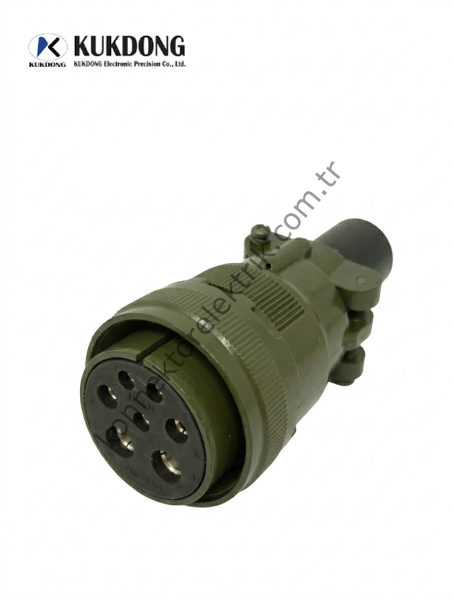 KUKDONG MS3106F 28-10S 7 Pin (3+2+2) Metal Kasa Kablo Tipi Dişi Askeri Konnektör