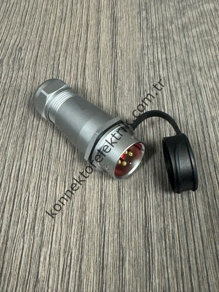 WEIPU SF2011/P4II-2 4 Pin (Vidalı) IP67 Metal Kasa Karşıt Kablo Tipi Erkek Su Geçirmez Konnektör