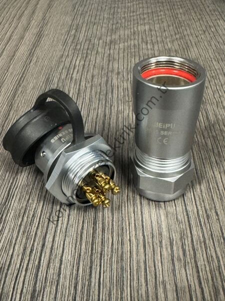 WEIPU SF2011/P4II-2 4 Pin (Vidalı) IP67 Metal Kasa Karşıt Kablo Tipi Erkek Su Geçirmez Konnektör