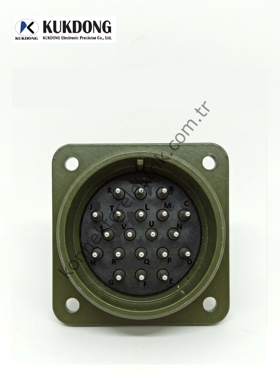 KUKDONG MS3102E 28-16P 20 Metal Kasa Pin Panel Tipi Erkek Askeri Konnektör