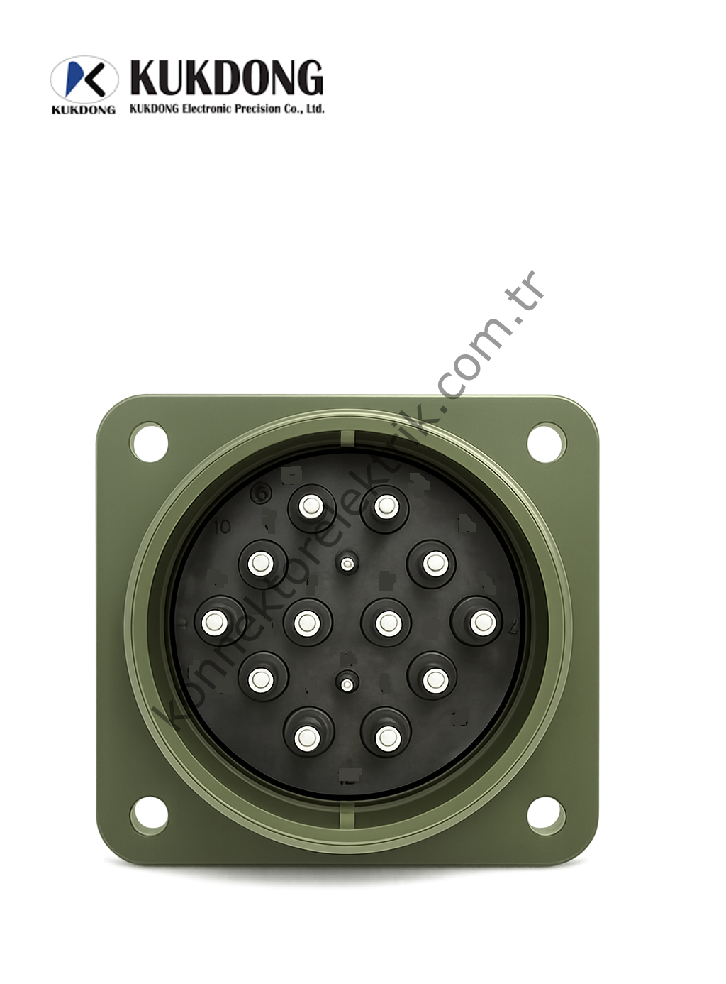 KUKDONG MS3102E 36-78P 14 Pin (12+2) Metal Kasa Panel Tipi Erkek Askeri Konnektör