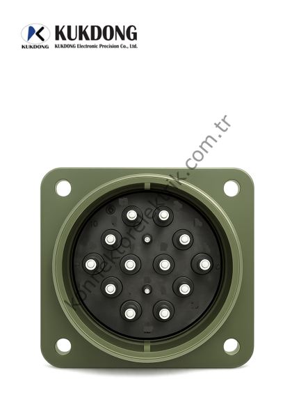 KUKDONG MS3102E 36-78P 14 Pin (12+2) Metal Kasa Panel Tipi Erkek Askeri Konnektör