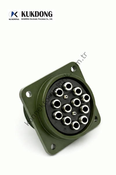 KUKDONG MS3102E 36-78P 14 Pin (12+2) Metal Kasa Panel Tipi Erkek Askeri Konnektör