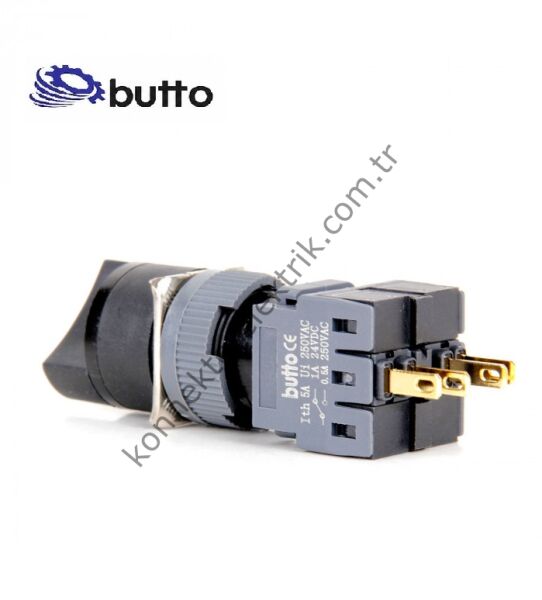 BUTTO F16-411-2 Yuvarlak Plastik Gövde 16mm 0-1 Kalıcı Mandal Buton 6-220V AC-DC