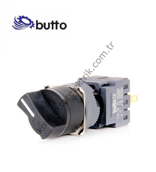 BUTTO F16-411-2 Yuvarlak Plastik Gövde 16mm 0-1 Kalıcı Mandal Buton 6-220V AC-DC